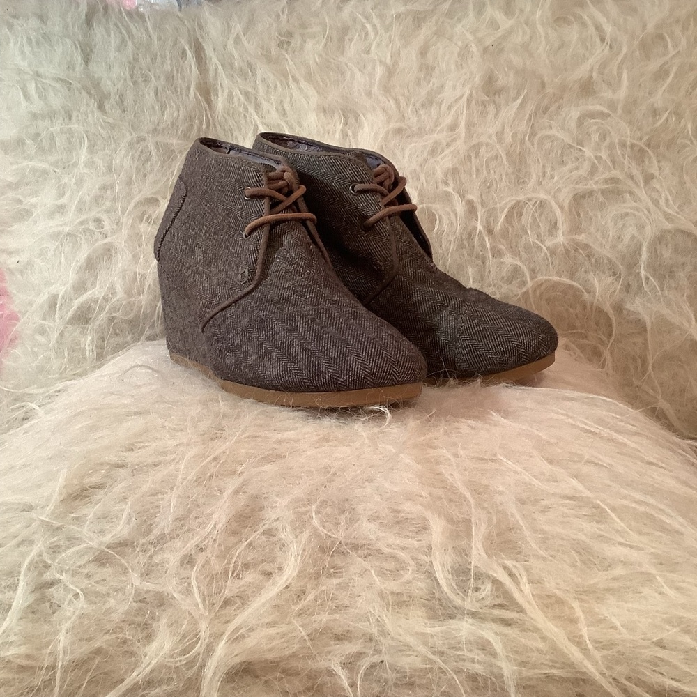 Toms Gray Tweed Desert Wedge